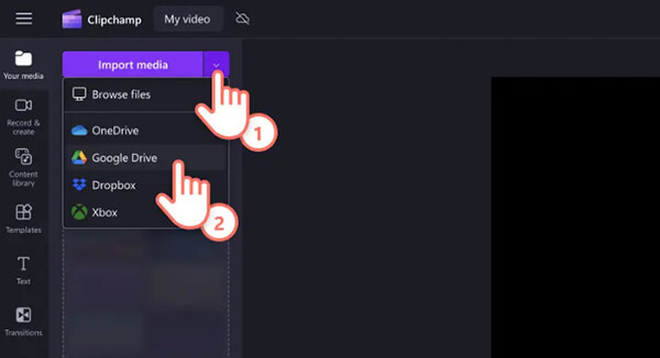 Upload MP4 to Clipchamp