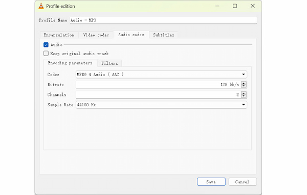 VLC Choose AAC And Start Conversion