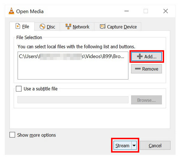VLC Media Player Stream Button