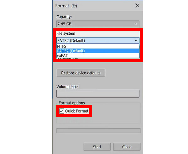 Windows Select Correct Format