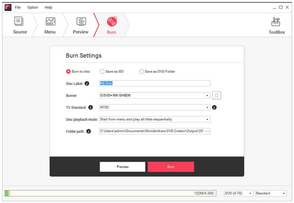 Wondershare Dvd Creator Interface