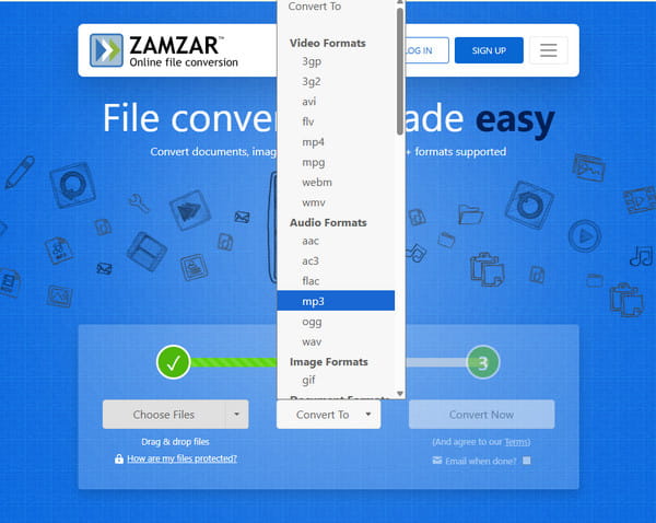 Zamzar Choose MP3 Output